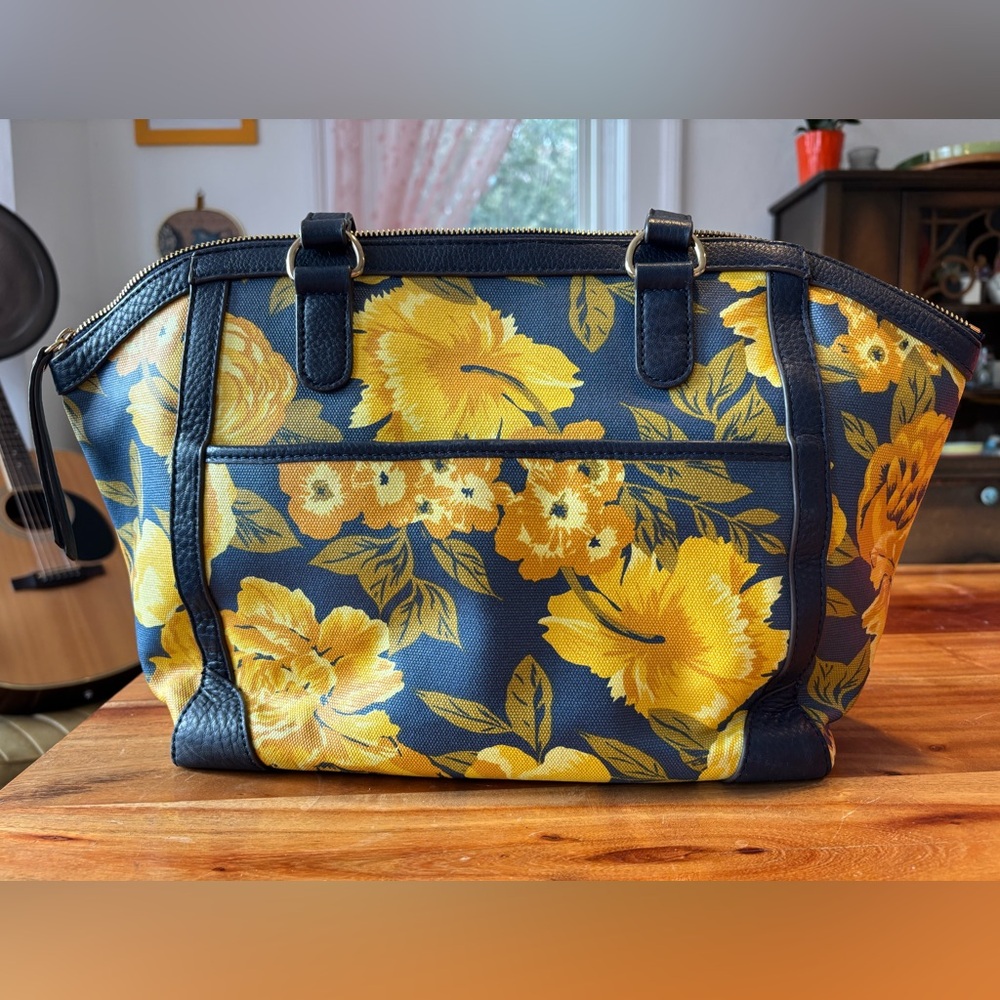 Isaac Mizrahi Floral Canvas and Leather Bag